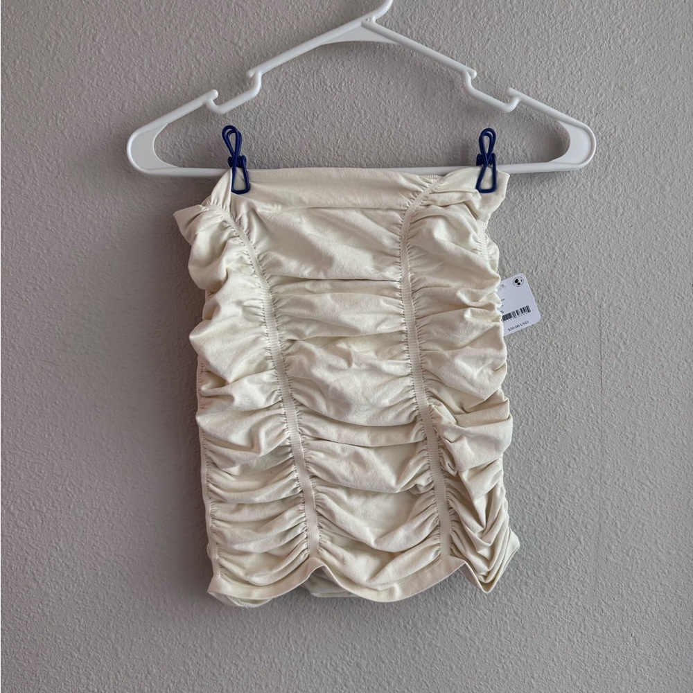 Free People Cream Ruched Tube Top